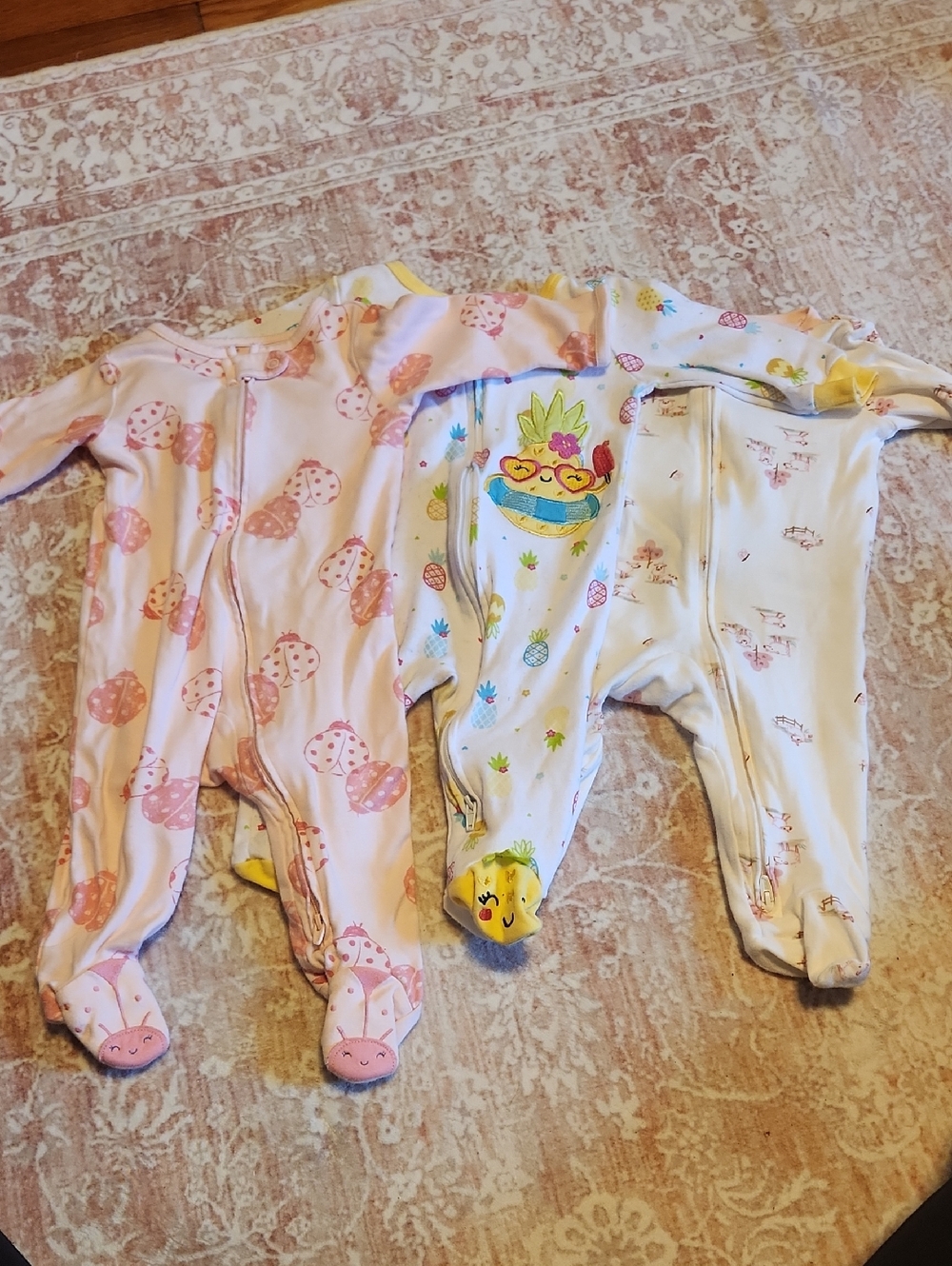 Baby Girls Footed One-Pieces - Set of 3